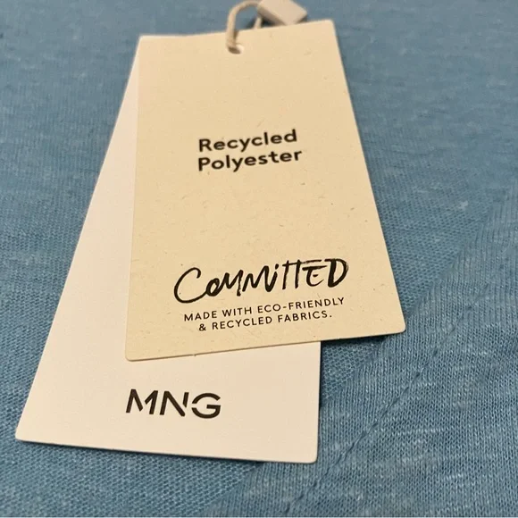 MNG by Mango 3x Light Blue V-Neck Women's Tee - Picture 5 of 14